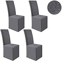 smiry Waterproof Long Dining Chair Covers, Soft Stretch Dining Chair Slipcovers, Full Length Fit High Back Chair Covers for Dining Room Set of 4, Dark Grey