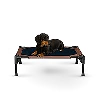 K&H Pet Products Raised Cooling Outdoor Dog Bed, Portable Elevated Dog Bed, Washable Mesh Pet Camping Gear, Heavy Duty Metal Frame Cat Hammock Bed, Inside Outside Dog Cot Bed, Small Chocolate/Black