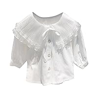 Summer Shirt Lace Collar Plain Top Casual Louting Seaside Holiday for 1 to 6 Years Tea Party Baby Girl