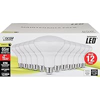 LED BR30 Light Bulbs, 65W Equivalent, Dimmable, 10 Year Life, 650 Lumens, 2700K Soft White, E26 Base Recessed Can Light Bulbs, Flood Light Bulbs, Damp Rated, 12 Pack, BR30DM/10KLED/MP/12