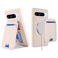 Ｈａｖａｙａ for Pixel 8 pro case magsafe Compatible Google Pixel 8 pro case Wallet Magnetic with Card Holder Google 8 pro case for Women Leather Phone case Magnetic Wallet Detachable-Off-White
