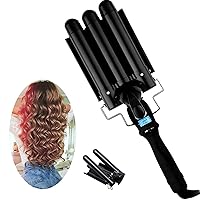 3 Barrel Curling Iron Wand Hair Crimper Iron with LCD Temperature Display - 1 Inch Ceramic Tourmaline Triple Barrel Hair Waver Curling Iron, Dual Voltage Crimping Iron Hair Curling Wand