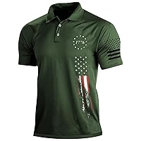 Men's Stars and Stripes 2024 Summer Polo Button Down Shirts Independence Day Patriotic Shirt Short Sleeve Casual Tops
