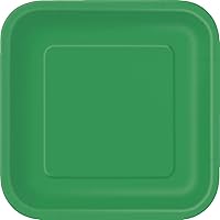 Emerald Green Solid Square Paper Dinner Plates - 9