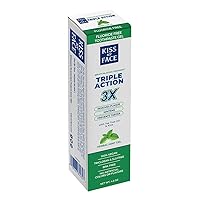 Kiss My Face Triple Action Herbal Mint Gel Toothpaste, SLS And Fluoride Free, Removes Plaque, Prevents Tartar, And Whitens Teeth, With Added Tea Tree Oil, No Artificial Colors Or Flavors, 4.5 oz