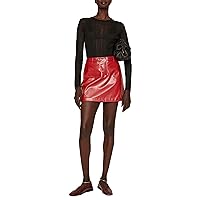 RTR Design Collective Red Faux Leather Skirt