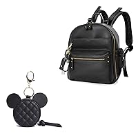 miss fong Mini Diaper Bag Backpack Leather Diaper Bag with Pacifier Holder Case Bundle
