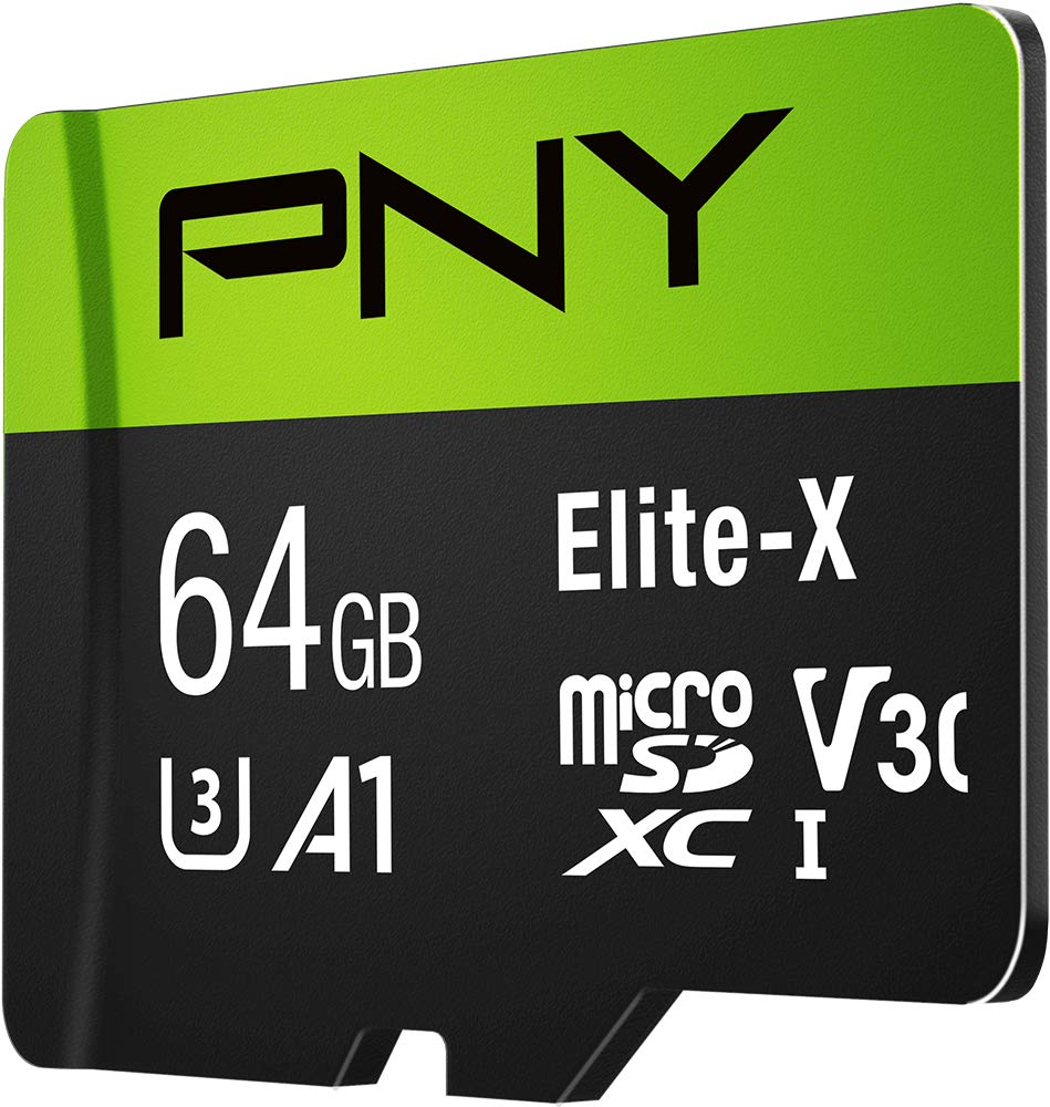 PNY 64GB Elite-X Class 10 U3 V30 microSDXC Flash Memory Card - 100MB/s, Class 10, U3, V30, A1, 4K UHD, Full HD, UHS-I, micro SD