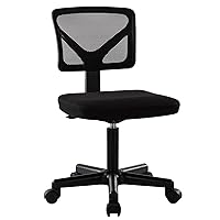 Armless Mesh Task Low Back Ergonomic Home Computer Rolling Swivel for Small Spaces, Height Adjustable, Black