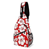 Aloha Hawaiian Hibiscus Printed Crossbody Sling Backpack Multipurpose Chest Bag Daypack for Travel Hiking