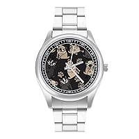 Cute Pug Puppies Classic Watches for Men Fashion Graphic Watch Easy to Read Gifts for Work Workout