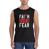 Faith Over Fear Tank Top Mans Performance Tank Tops Casual Sleeveless Tank Vest for Fitness Training Workout Running
