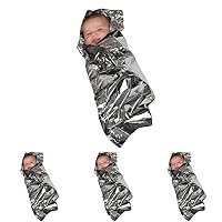 Mabis Sterile Foil Baby Bunting Emergency Heat-Conserving Baby Blanket for Newborns and Infants (Pack of 4)