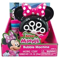 Disney Junior Minnie Mouse Bubble Machine Bubble Machine with 2 oz. of Bubbles, Perfect for Outdoor Fun, for Ages 3+
