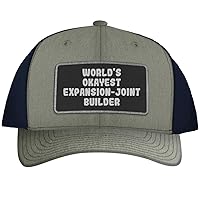 World's Okayest Expansion-Joint Builder - Leather Black Patch Engraved Trucker Hat