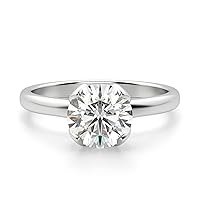 Siyaa Gems 1.80 CT Round Diamond Moissanite Engagement Ring Wedding Ring Eternity Band Solitaire Halo Hidden Prong Silver Jewelry Anniversary Promise Ring Gift
