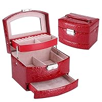PU Leather Jewelry Box Packaging Makeup Organizer Storage Boxes Automatic (Color : C, Size : 15 x 13 x 12 cm)