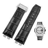 Custom Crocodile Grain Genuine Leather Watch Band for Hublot Ubom Big Bang 411 Quick Release Watch Strap 27-19mm (Color : Silver, Size : 27-19mm)