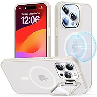 3 in 1 Magnetic Shockproof for iPhone 15 Pro Case,[Full Camera Protection] with Slim Camera Holder Stand,Fit for MagSafe [Military Grade Drop Tested] Frosted Matte Phone Cover 6.1
