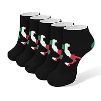 Italy Italian Map Flag 5 Pairs Ankle Socks Low-Cut Athletic Running Socks for Men and Women