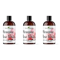 PACK of 3 Premium Organic Moroccan Rose Water - 4oz - Imported From Morocco - 100% Pure (Food Grade) No Oils or Alcohol - Rich in Vitamin A & C Perfect for Hydrating & Rejuvenating Your Face & Neck