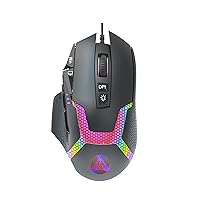 Gaming Mouse with Programmable Buttons Ergonomic Design RGB Lighting - Durable Wired Computer Mouse with 10 Buttons and 12000 DPI