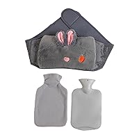 Cute Cartoon Hot Water Bottle Set with Waist Belt and Plush Cover Hot and Compress Hand Feet Warmer for Kids and Adults Weara