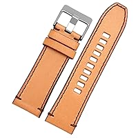 Genuine Leather watchband for Diesel Watch Belt DZ4476/4482 DZ7408 7406 4318 Strap 22 24 26 28mm Large Size Men Wrist Watch Band (Color : 13 Brown Silver, Size : 26mm)