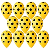 Toyland® Pack of 10-13 Inch Yellow Latex Balloons with Black Polka Dots - Party Decorations - Made in Italy