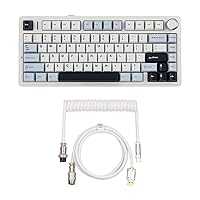 EPOMAKER x Aula F75 Gasket Mechanical Keyboard with Five-Layer Padding&Knob + Puff Aviator Coiled USB Cable