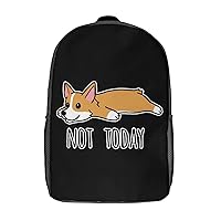Not Today Corgi 17 Inches Unisex Laptop Backpack Lightweight Shoulder Bag Travel Daypack