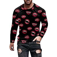 Men's Shirt Long Sleeve Graphic Fashion Halloween Performance Printed Party Dress Up Crew Neck Lightweight Sweatpant