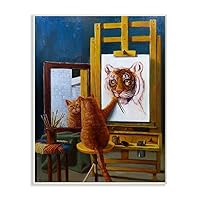 Stupell Industries Cat Confidence Self Portrait as a Tiger Funny Painting, Wall Plaque, 13 x 19