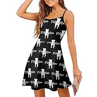 Pit Bull Mom Spaghetti Strap Mini Dress Sleeveless Adjustable Beach Dresses Backless Sundress for Women