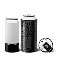 BrüMate Hopsulator Trio 3-in-1 Insulated Can Cooler for 12oz / 16oz Cans + 100% Leak Proof Tumbler with Lid | Insulated for Beer, Soda, and Energy Drinks (Onyx Leopard)