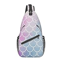 Colorful Mermaid Scale Sling Bag Crossbody Backpack Sling Backpack Shoulder Bag For Women Men Cycling Hiking Travel