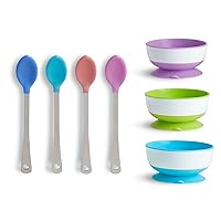 Stay Put™ Suction Bowl, 3 Pack with White Hot Infant Spoons, 4 Pack