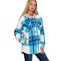 The Women's Fleece Solid Hoodie Plaid Sweatshirt with Pockets