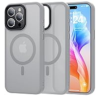 Facbiny Magnetic Case for iPhone 15 Pro Max Case, [Compatible with Magsafe][Military-Grade Drop Tested] Translucent Matte Shockproof Case, Gray