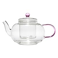 Paris Hilton Glass Teapot with Removable Tea Infuser Filter, Made with Temperature Safe Glass, Perfect Pour Spout, 40-Ounce, Pink