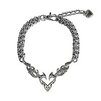 Punk Hollow Flame Heart Pendant Necklaces for Men Women Rock Choker Necklace Clavicle Chain Jewelry