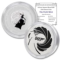 2022 1 oz Black-Colored Silver James Bond 007 Coin (in Capsule) Brilliant Uncirculated with a Certificate of Authenticity $1 BU