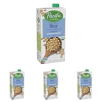 Pacific Foods Organic Soy Unsweetened Original Plant-Based Beverage, 32oz (Pack of 4)