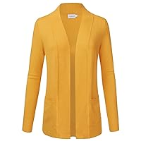 JJ Perfection Casual Open Front Knit Cardigan Long Sleeve with Side Pockets Basic Sweater Jackets for Womens with Plus Size