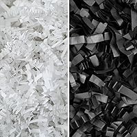 MagicWater Supply - White & Monster Jumbo Black (1/2 LB per color) - Crinkle Cut Paper Shred Filler great for Gift Wrapping, Basket Filling, Birthdays, Weddings, Anniversaries, Valentines Day