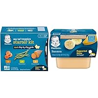 Gerber Purees My 1st Vegetables, Box of 6 2 Ounce Tubs (Pack of 2) & 1st Foods, Banana Pureed Baby Food, 2 Ounce Tubs, 2 Count (Pack of 8)
