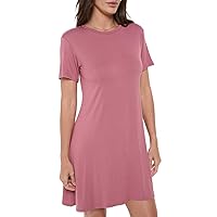 Women's Short Sleeve Midi T-Shirt Dress, Casual Cute Loose Swing Tunic Dress, Trendy Spring Summer 2024