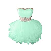 Women's Lovely Short Sweetheart Beaded Party Homecoming Dress