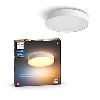 Enrave Medium Ceiling Lamp, White - White Ambiance Warm-to-Cool White Smart LED Light - 1 Pack - Control with Hue App - Works with Alexa, Google Assistant, and Apple Homekit.