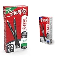 SHARPIE S-Gel, Gel Pens, Medium Point (0.7mm), Green Gel Ink Pens, 12 Count & S-Gel, Gel Pens, Fine Point (0.5mm), Blue Ink Gel Pen, 12 Count